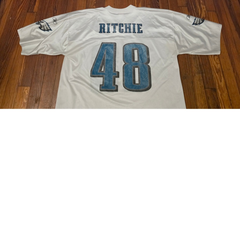 Mens Reebok Philadelphia Eagles Jon Ritchie 48 NFL Jersey White XL Mesh 2000s - Picture 6 of 7